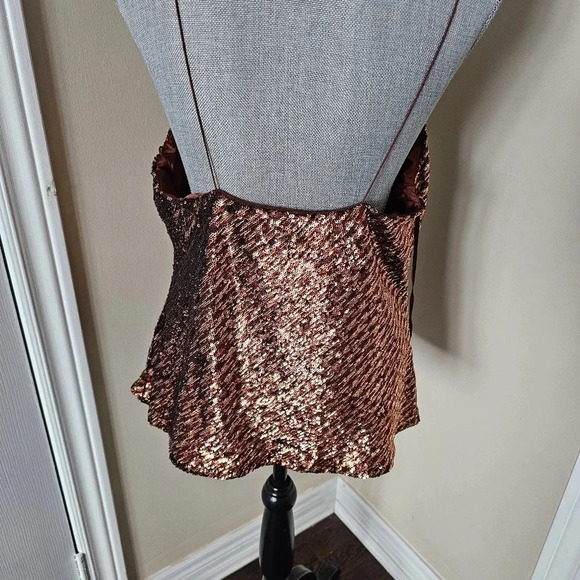ASTR The Label Mai Sequin Spagetti Straps Waterfall Cami Top  Bronze siz… - Picture 8 of 9